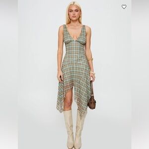 Princess Polly Asymmetrical Plaid Dress NEVER WORN
